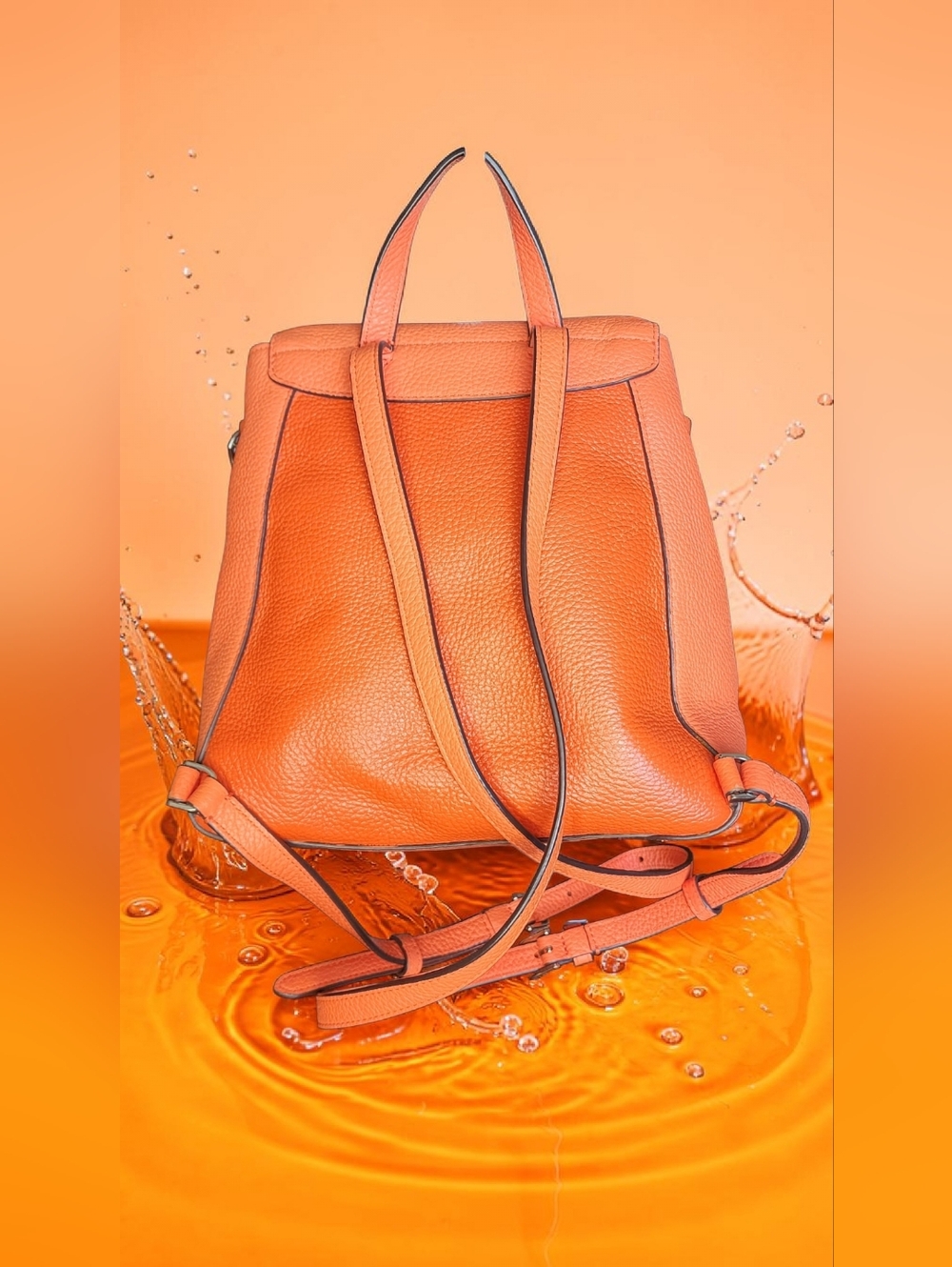 Kate Spade Leila Medium Flap Backpack In Orange & Couple Of Charms - Picture 5 of 16